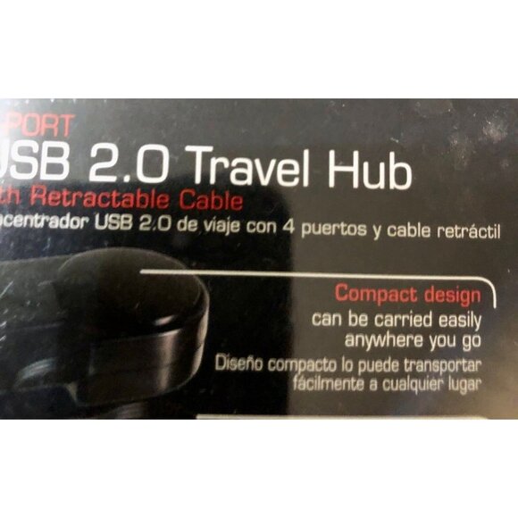 Gigaware 4-Port USB 2.0 Travel Hub with Retractable Cable Used - Picture 7 of 8